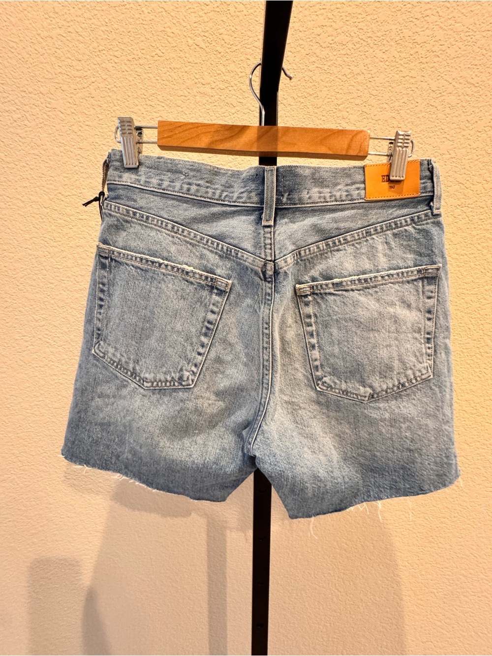 NWT Edwin Light Wash Mid-Rise Jean Shorts with Raw Hem - Picture 7 of 10